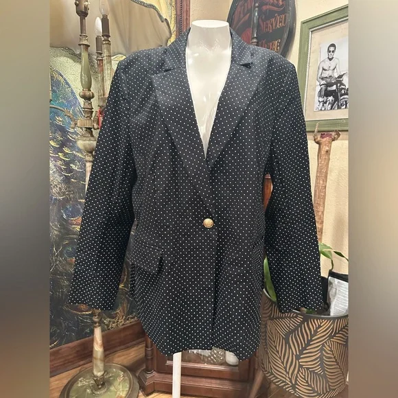 Lane Bryant Black and White Polka Dot Blazer EUC - Picture 1 of 7